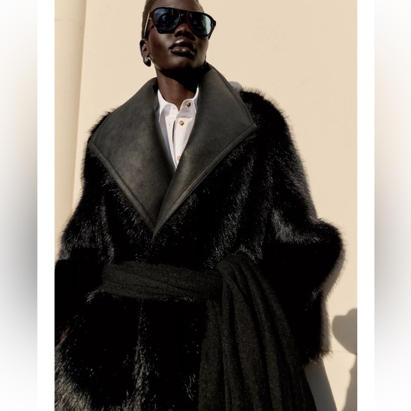 ZARA REVERSIBLE FAUX FUR DOUBLE-FACED COAT